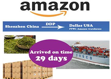 중국 선전에서 미국 댈러스에 있는 FTW1 아마존 창고로 배송